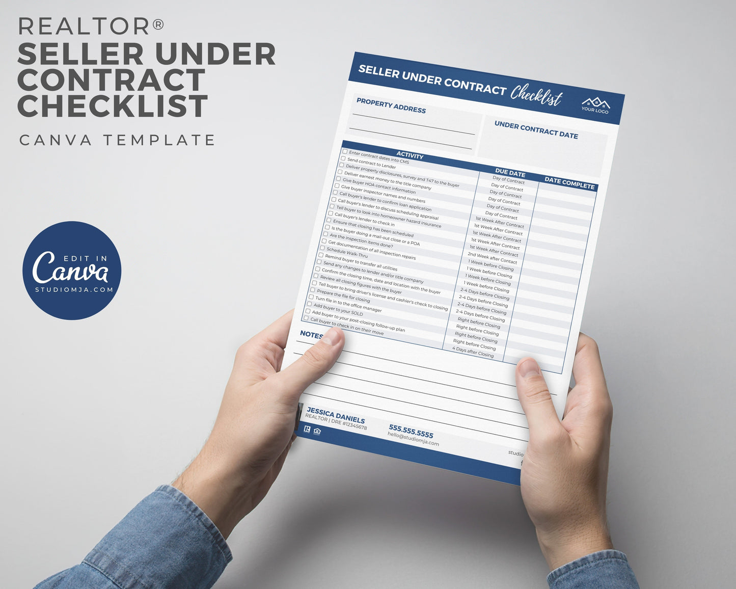 Seller Under Contract Checklist Template