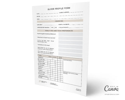 Buyer Profile Form | Real Estate Template