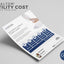 utility cost mockup template in white and blue, picture of lightbulb, with realtor logo and realtor photo